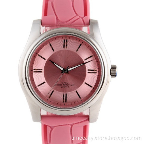 Fashion Stainless Steel Case Quartz Watches with Silicone Band for Women (TE-2747)